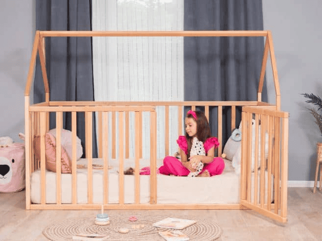 Busy Wood Montessori Wood House Playpen Bed