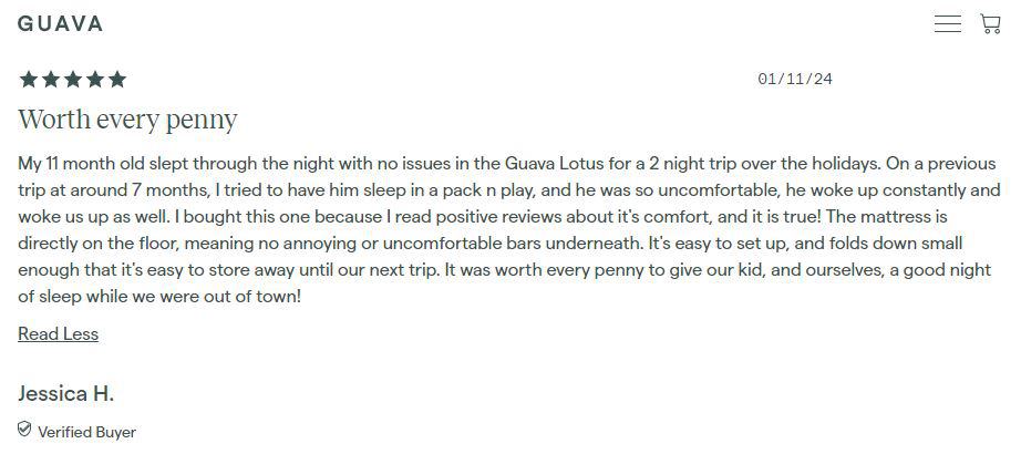 Lotus Review from other mom from Lotus website