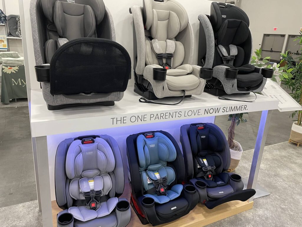 Britax's new One4Life slim all-in-one car seats with different colors.