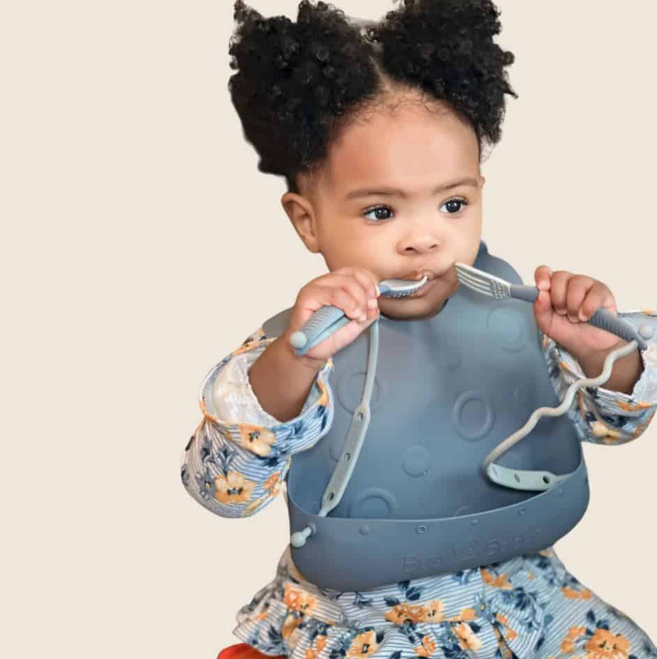 Busy Baby Stop Drop Bib with Teether or Utensils 