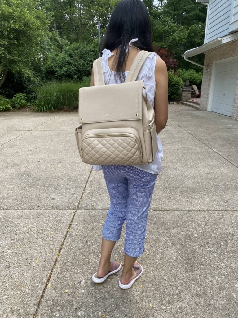 Wearing Luna Diaper Bag