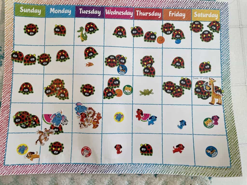 Sticker reward calendar