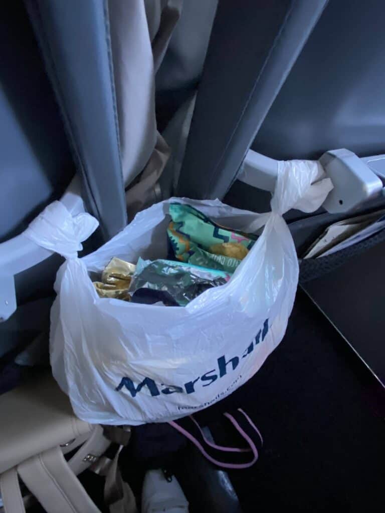 Trash bag for the plane