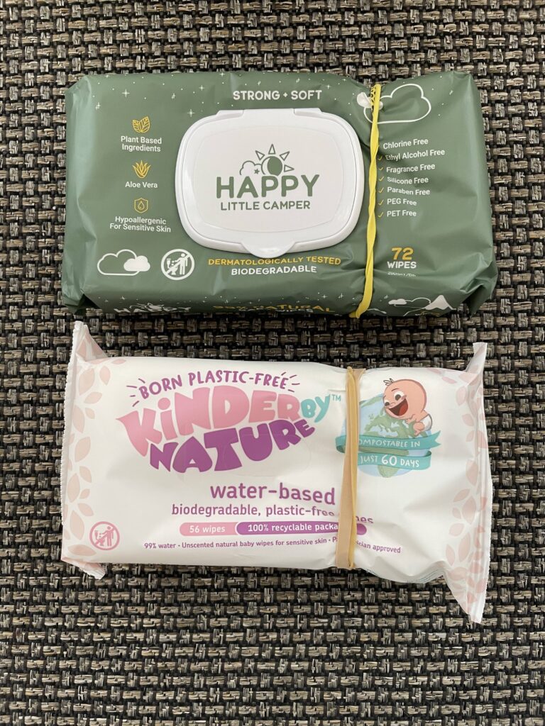 The Rubber Band Baby Wipe Hack - placing a rubber band around the package next to the opening ensure only one wipe comes out at at time