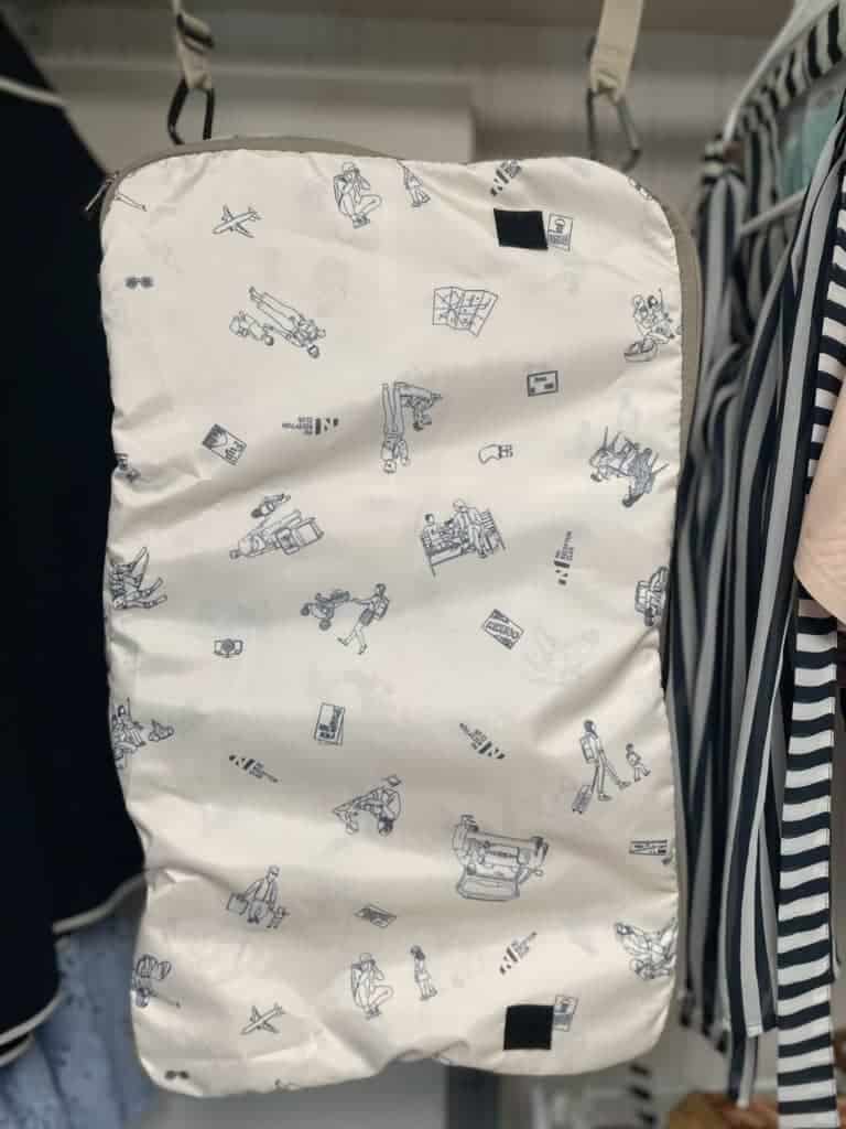 Zipped up the organized cubby side for No Reception Club Hideaway Carry-On Duffel bag