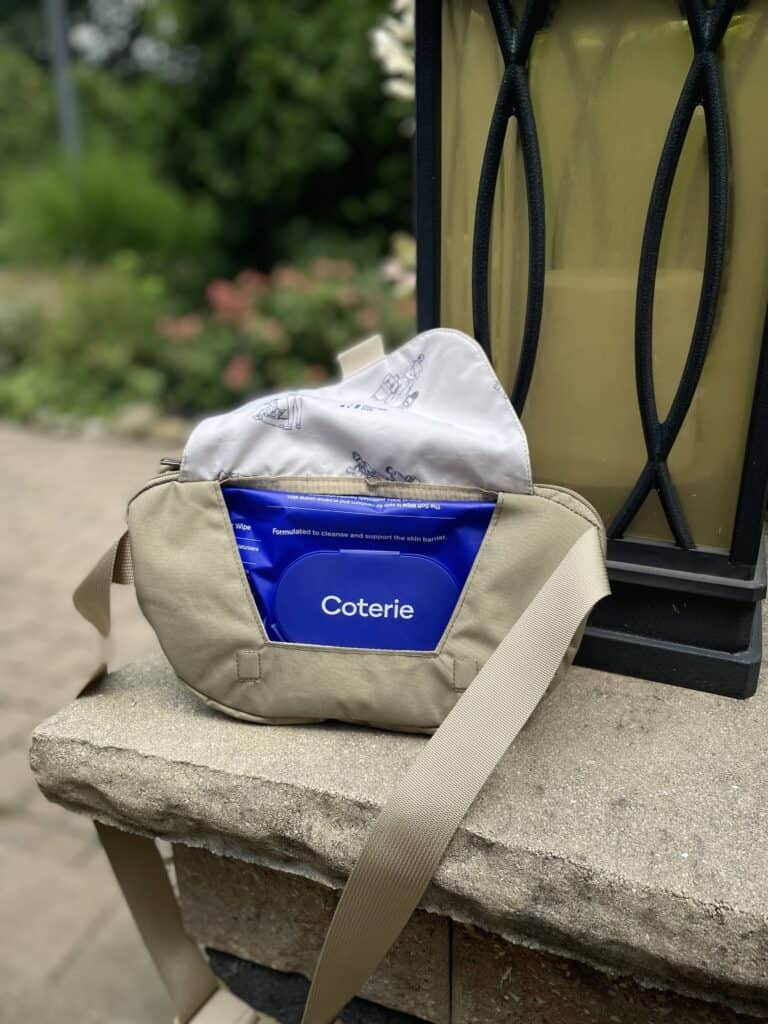 No Reception Club sidekick diaper bag with wipes