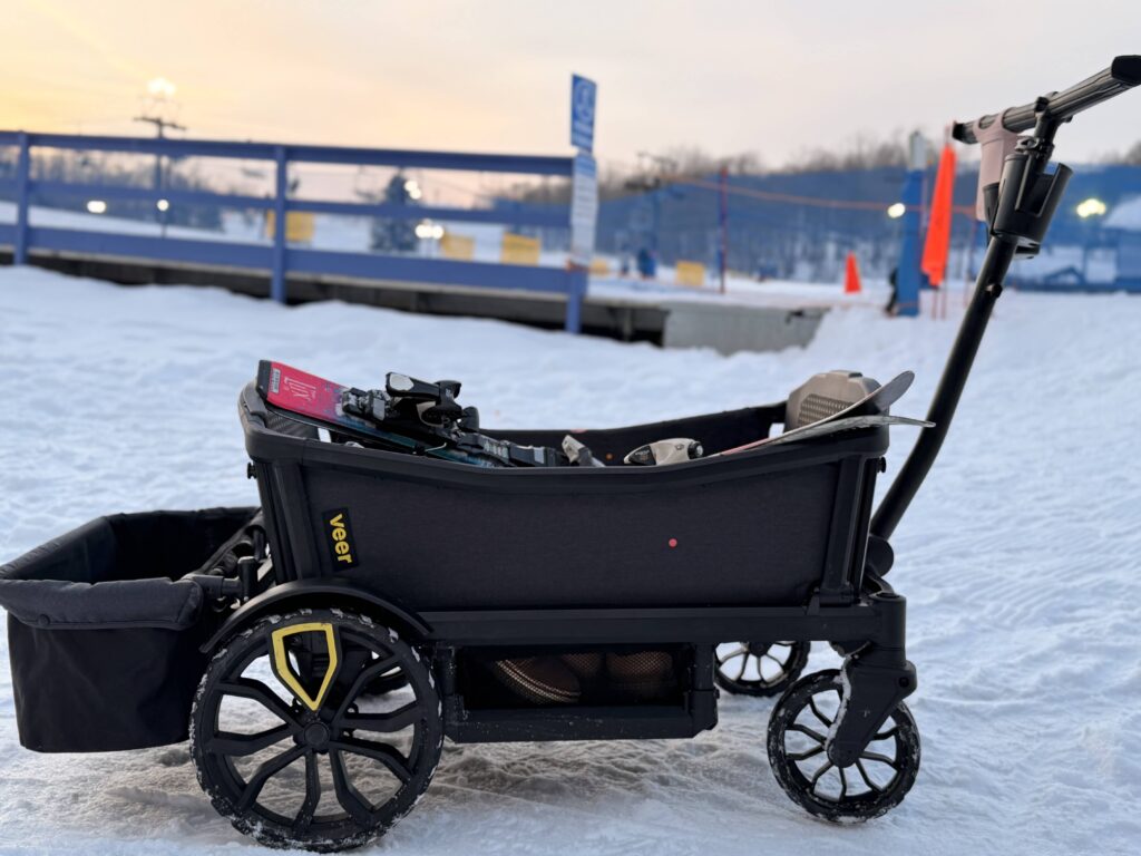 Veer stroller wagon hauling skis and gears 